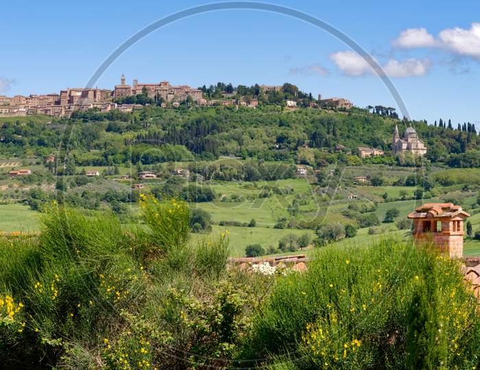 View Of San Biagio Church And Montepulciano In Tuscany