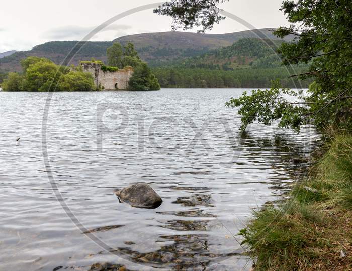 Castle In The Middle Of Loch An Eilein Near Aviemore Scotland