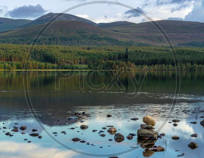 View Of Loch Morlich At Dusk