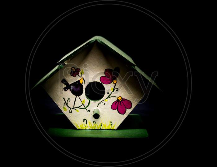 Handmade Houses For Birds Made Of Wood And Hand Painted For Garden Decoration