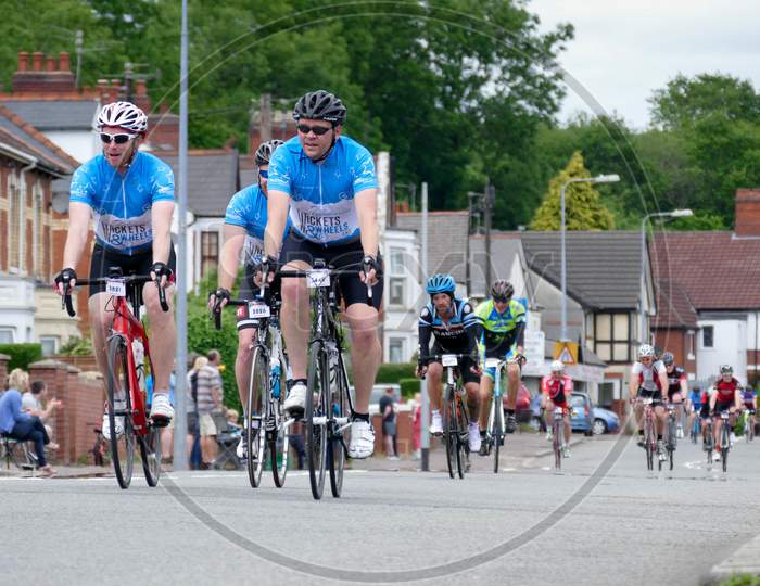 Cyclists Participating In The Velothon Cycling Event In Cardiff Wales On June 14, 2015