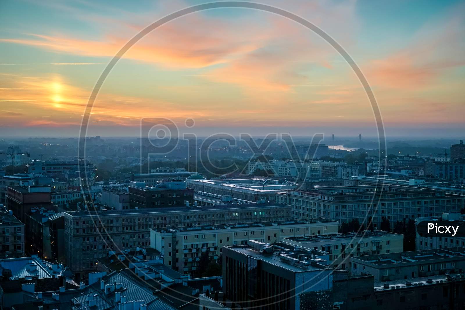 Early Morning View Over The Skyline In Warsaw