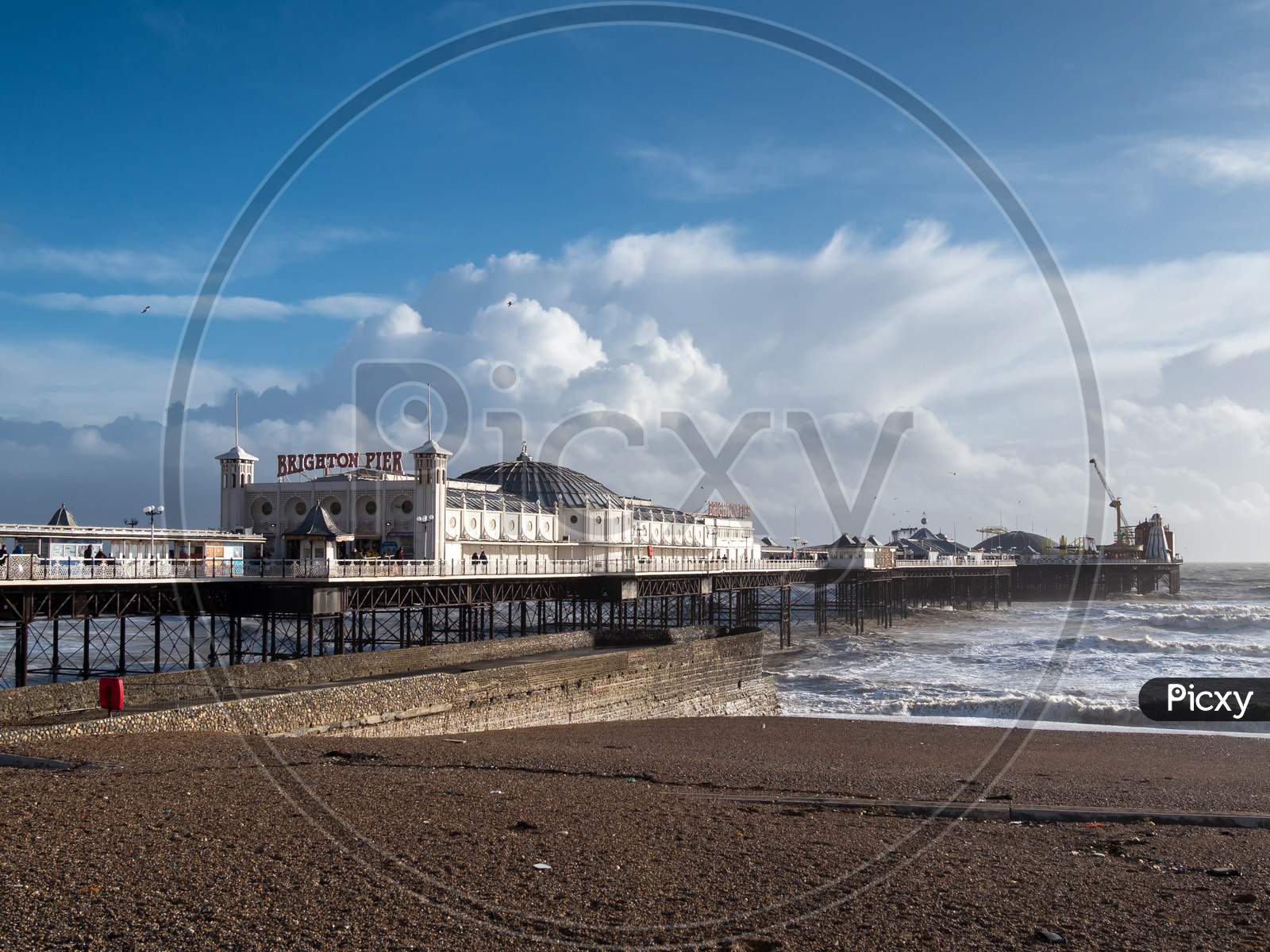 Brighton, Sussex/Uk - February 15 : Brighton After The Storm In Sussex On February 15, 2014. Unidentified People