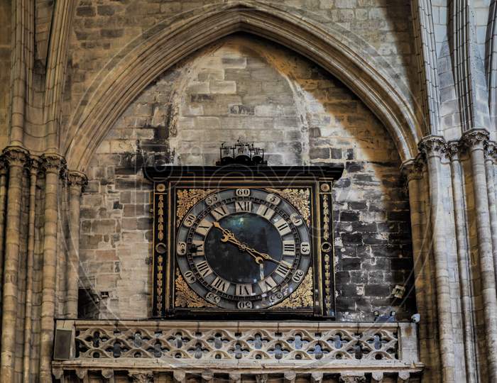 Old Clock In The Cathedral Of St Andrew In Bordeaux