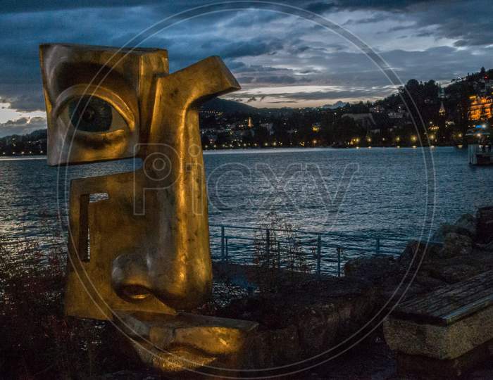 Modern Art Statue In Montreux Switzerland