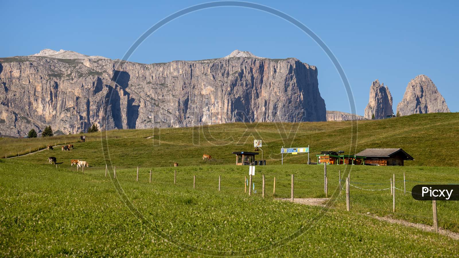 Fie Allo Sciliar, South Tyrol/Italy - August 8 : View Of The Countryside By The Sciliar Mountain Range, Dolomites, South Tyrol, Italy On August 8, 2020