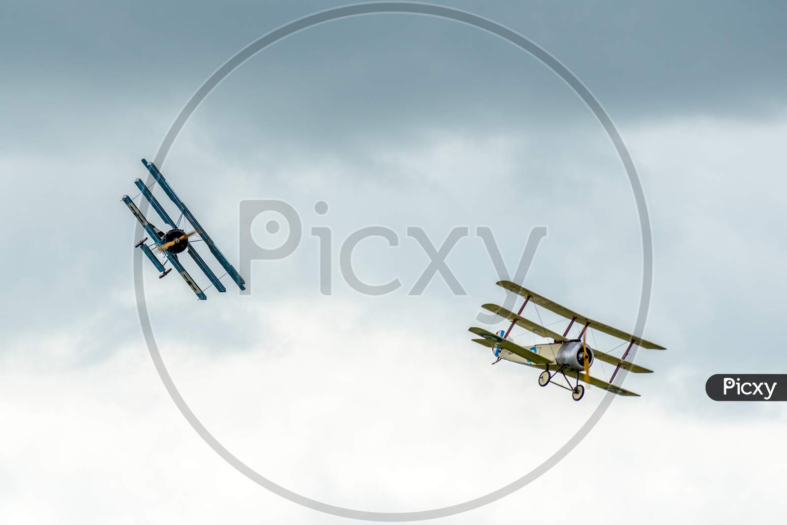 Sopwith Triplane Being Chased By A Fokker Dr1 Triplane