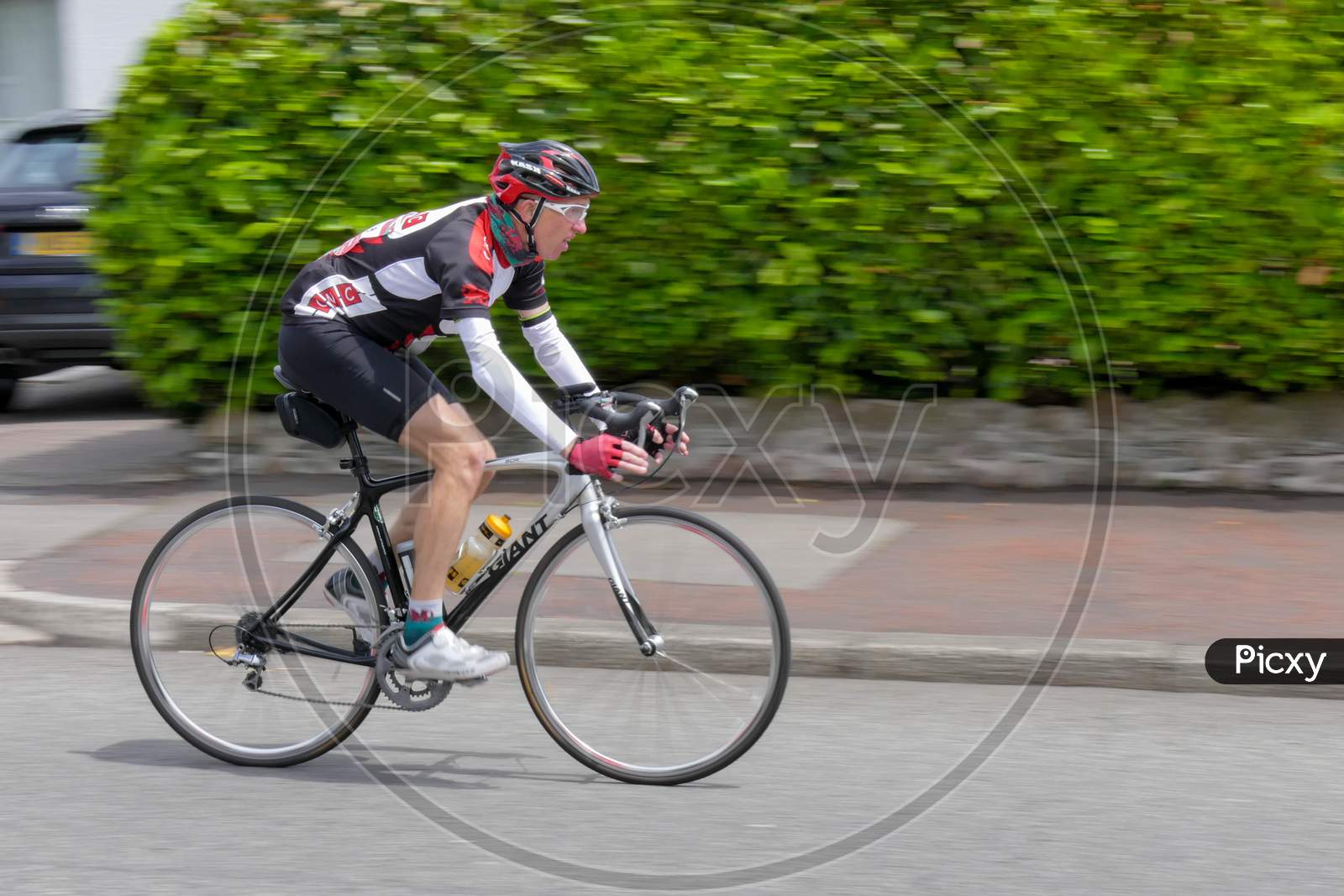 Cyclist Participating In The Velothon Cycling Event In Cardiff Wales On June 14, 2015