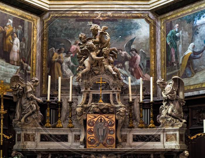 Interior View Of The Altar In The Church Of Notre Dame In Bordeaux