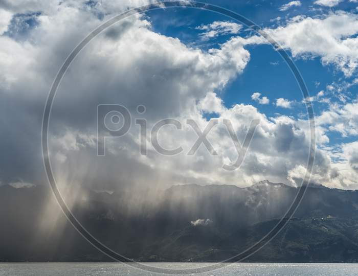 Storm Passing Over Lake Geneva In Switzerland