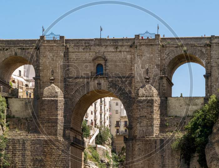 Ronda, Andalucia/Spain - May 8 : View Of The New Bridge In Ronda Spain On May 8, 2014. Unidentified People
