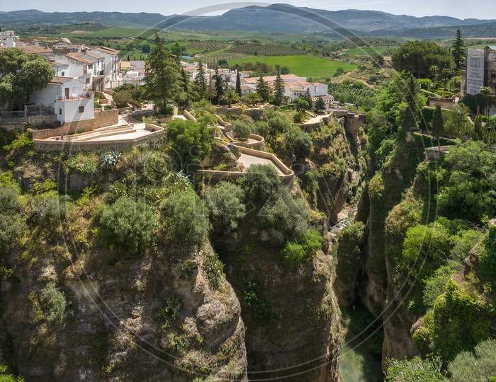 Ronda, Andalucia/Spain - May 8 : View Of The Gorge At Ronda Andalucia Spain On May 8, 2014