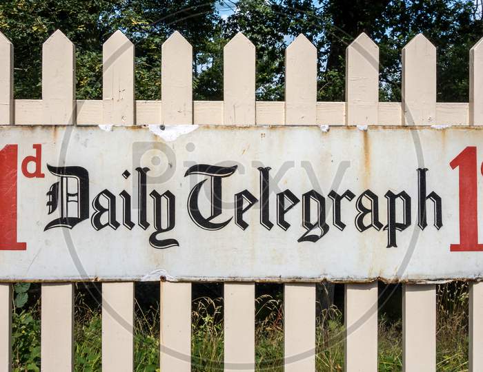 Daily Telegraph Sign At Sheffield Park Station