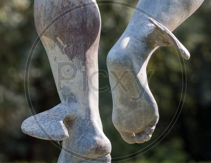 Close-Up Of The Statue Of Hermes In Port Lympne Mansion Gardens