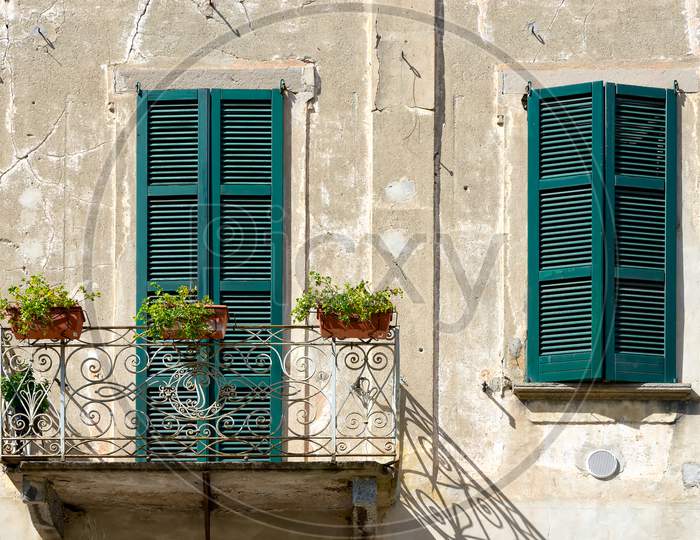 Shuttered Windows On A Building In Brivio Lombardy Italy