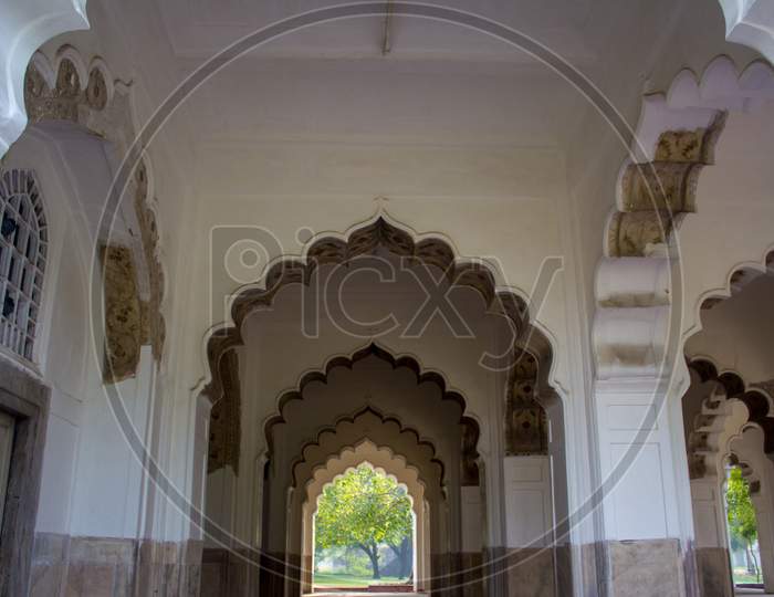 Mumtaz Mahal, India Travel Tourism Background - Red Fort (Lal Qila) Delhi - World Heritage Site. Delhi, India