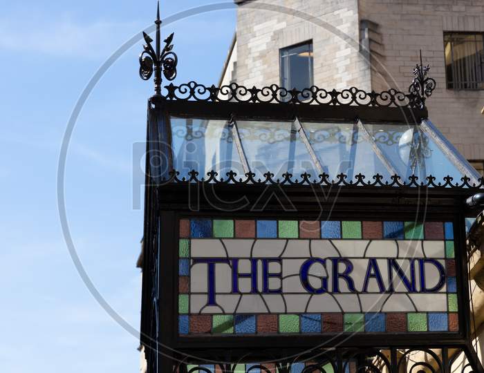Bristol, Uk - May 14 : View Of The Entrance Canopy To The Grand Hotel In Bristol On May 14, 2019