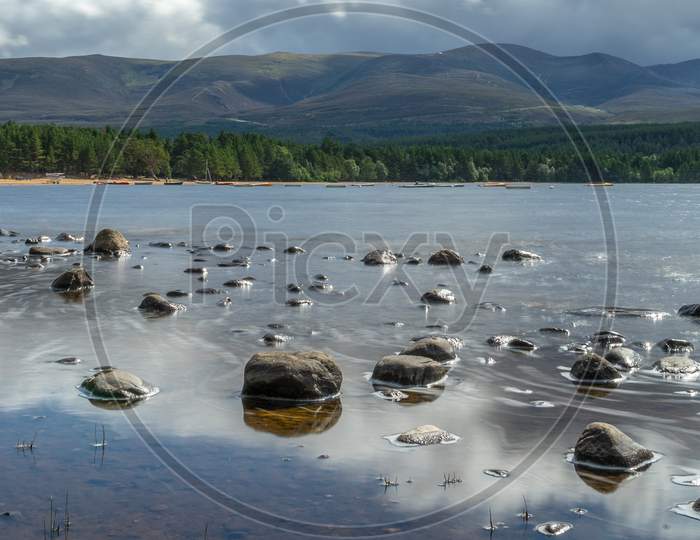 View Of Loch Morlich In Scotland