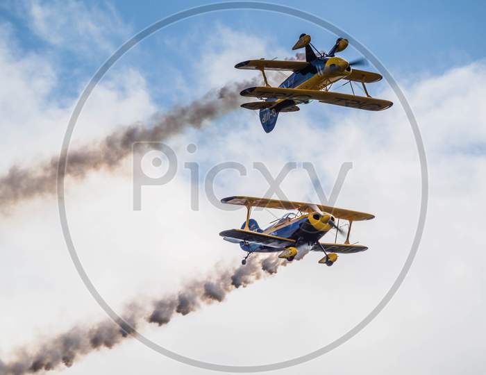 The Trig Aerobatic Team Flying Over Biggin Hill Airport