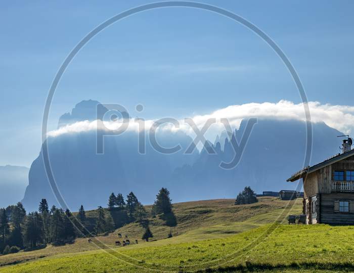 Fie Allo Sciliar, South Tyrol/Italy - August 8 : View Of A Typical Tyrolean Building Near Fie Allo Sciliar, South Tyrol, Italy On August 8, 2020