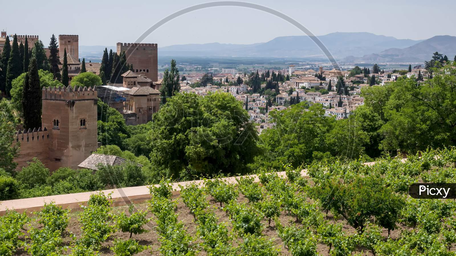 Granada, Andalucia/Spain - May 7 : View From The Alhambra Palace Gardens In Granada Andalucia Spain On May 7, 2014