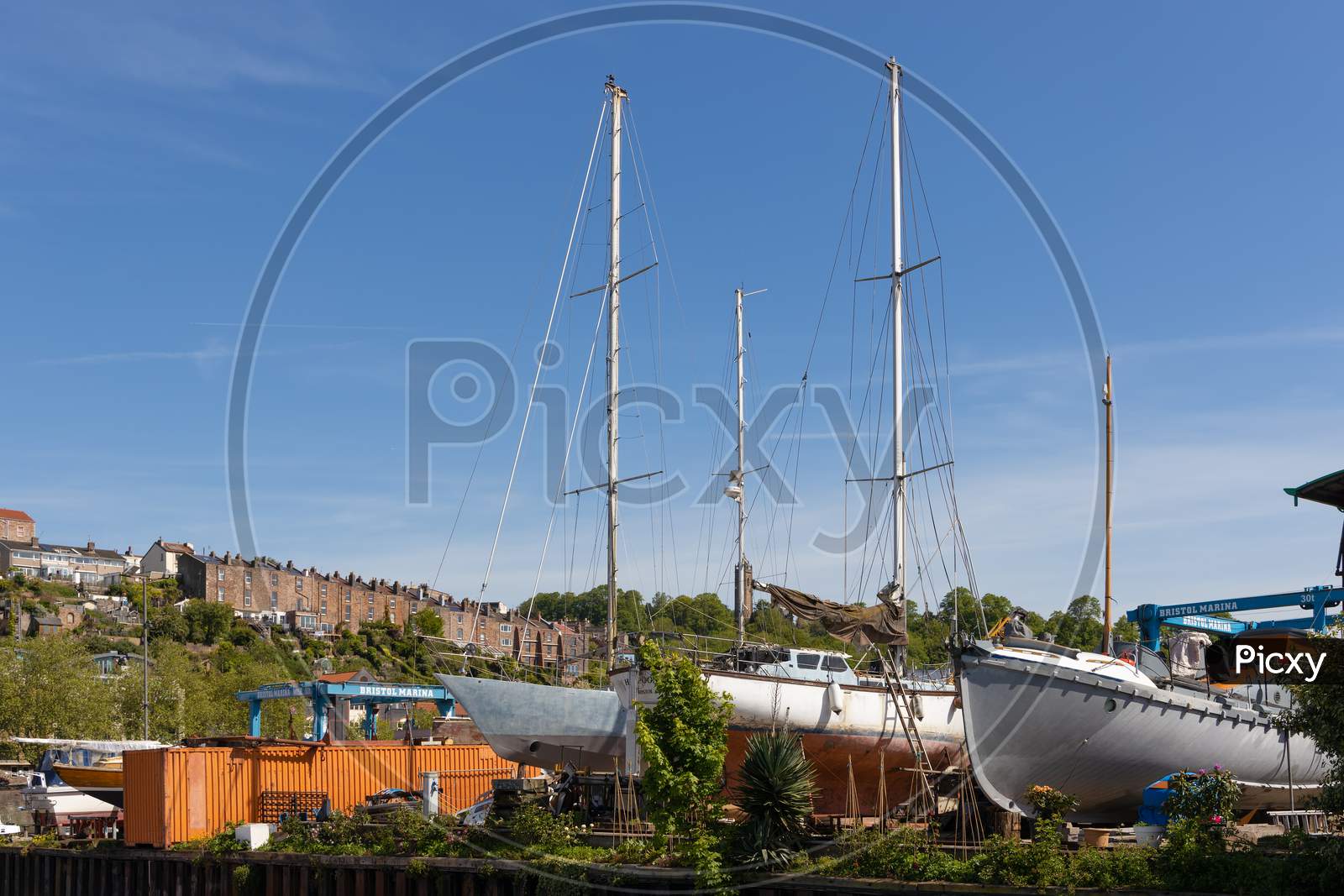 Bristol, Uk - May 14 : View Of Yachts Taken Out Of The River Avon In Bristol On May 14, 2019