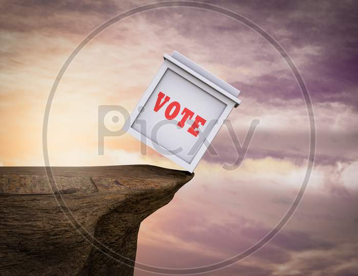 Image Of Ballot Box On A Swing Between Two Mountains Demonstrating ...