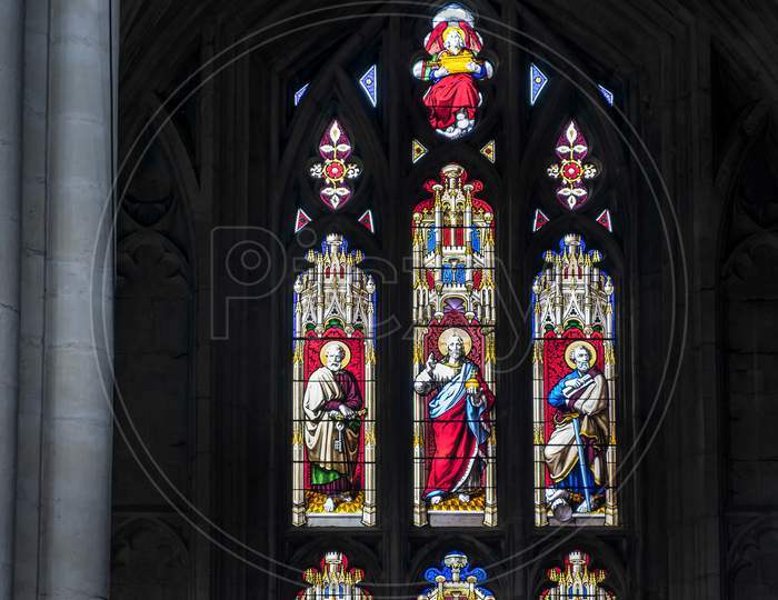 Stained Glass Window In Winchester Cathedral