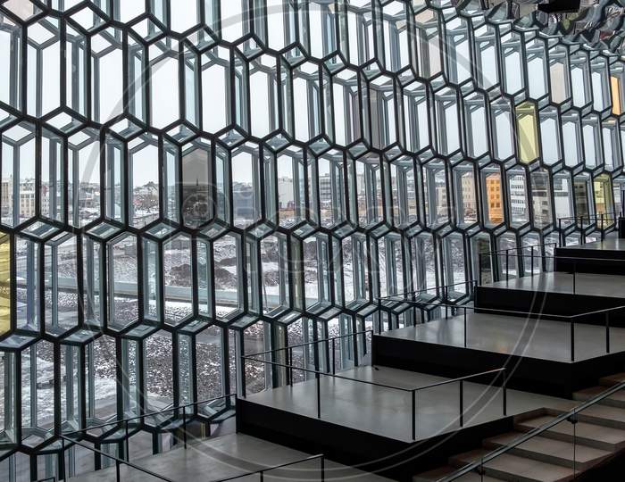 Interior View Of The Harpa Concert Hall In Reykjavik