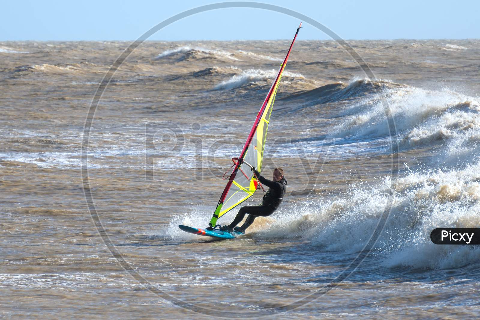 Goring-By-Sea, West Sussex/Uk - January 28 : Windsurfer At Goring-By-Sea In West Sussex On January 28, 2020. Unidentified Person