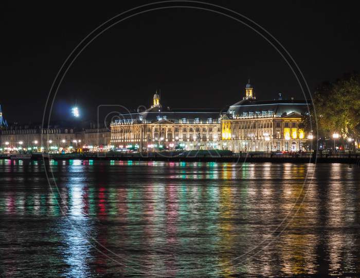 View Across The River Garonne In Bordeaux At Night
