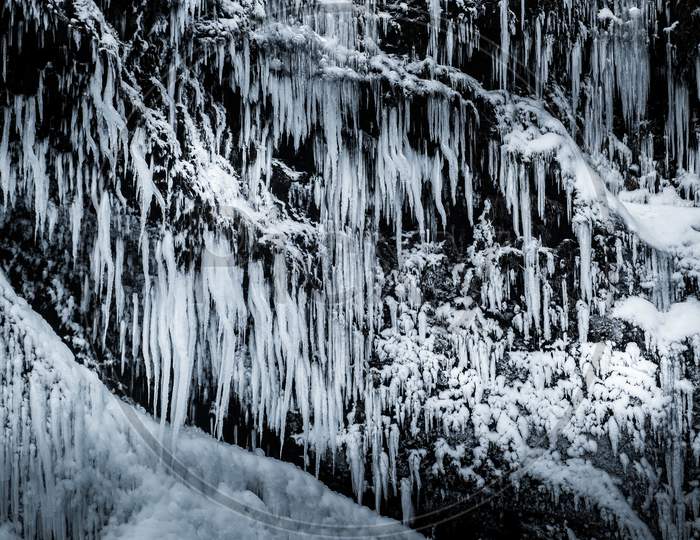 View Of Skogafoss Waterfall In Winter