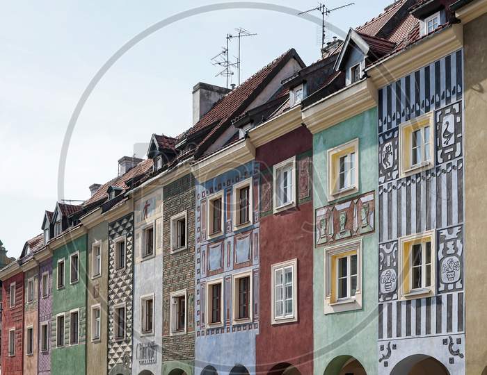 Row Of Multicoloured Houses In Poznan