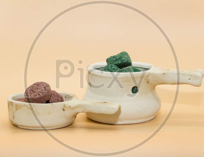 Variety Of Scented Smoke And Incense Bombs With Incense Bowls