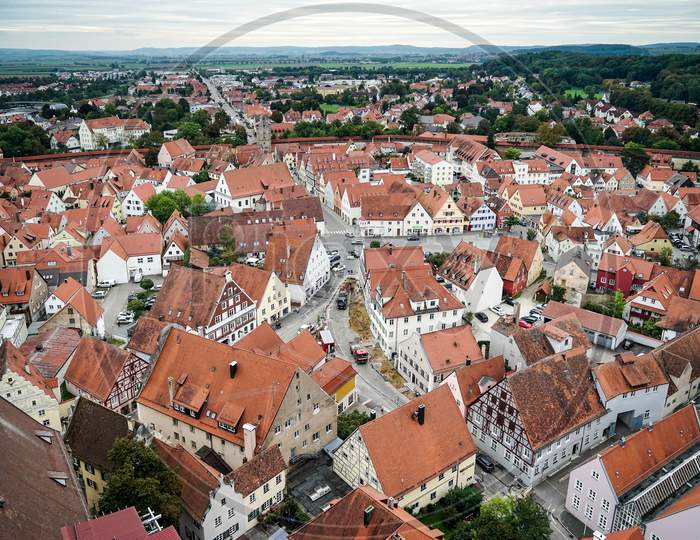 Aerial View Of The Skyline Of Nordlingen Bavaria  In Germany