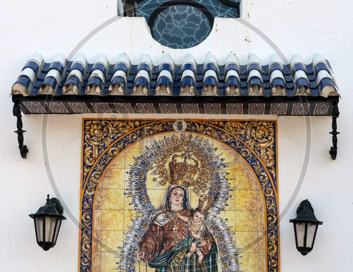 Religious Painting Outside The Church Of Nuestra Senora Del Rosario In Fuengirola