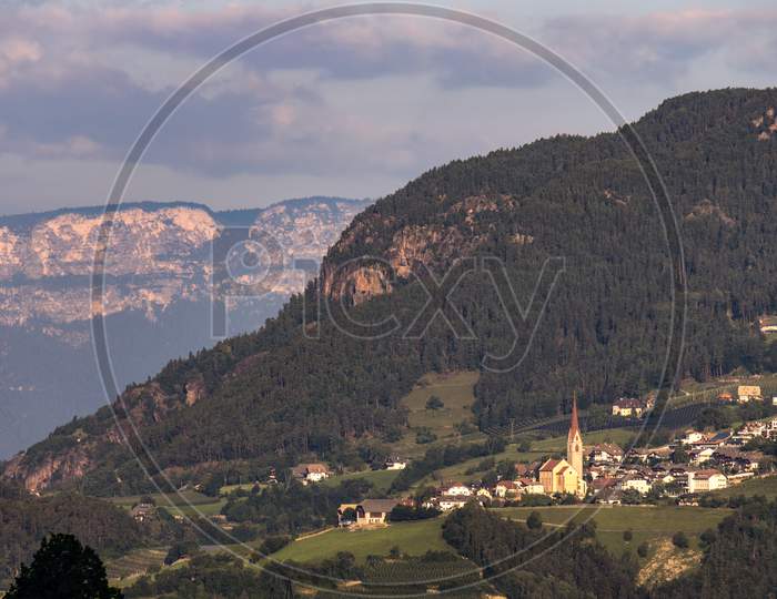 Fie Allo Sciliar, South Tyrol/Italy - August 8 : View Of The Countryside From Fie Allo Sciliar, South Tyrol, Italy On August 8, 2020