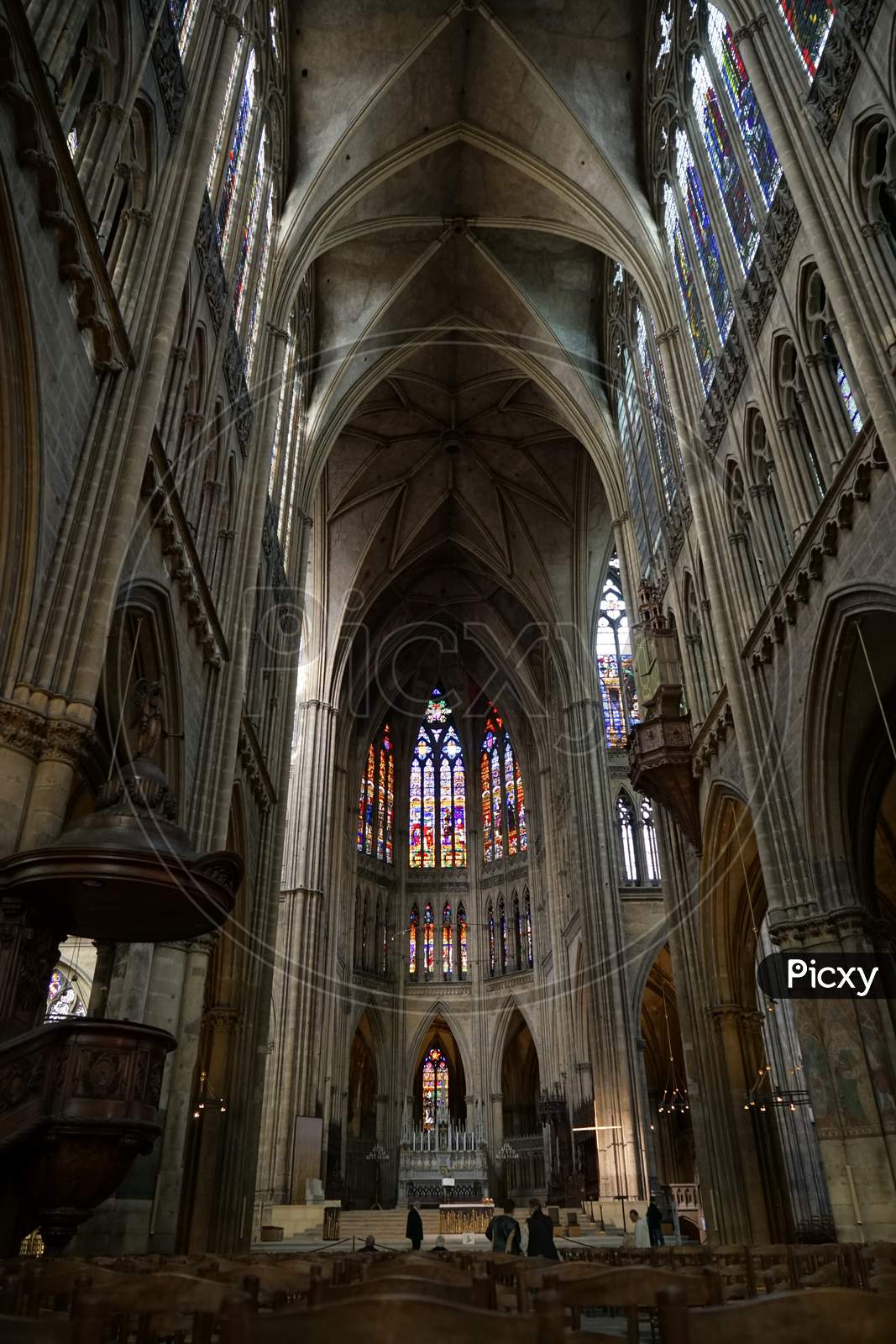 Interior View Of Cathedral Of Saint-Etienne Metz Lorraine Moselle France