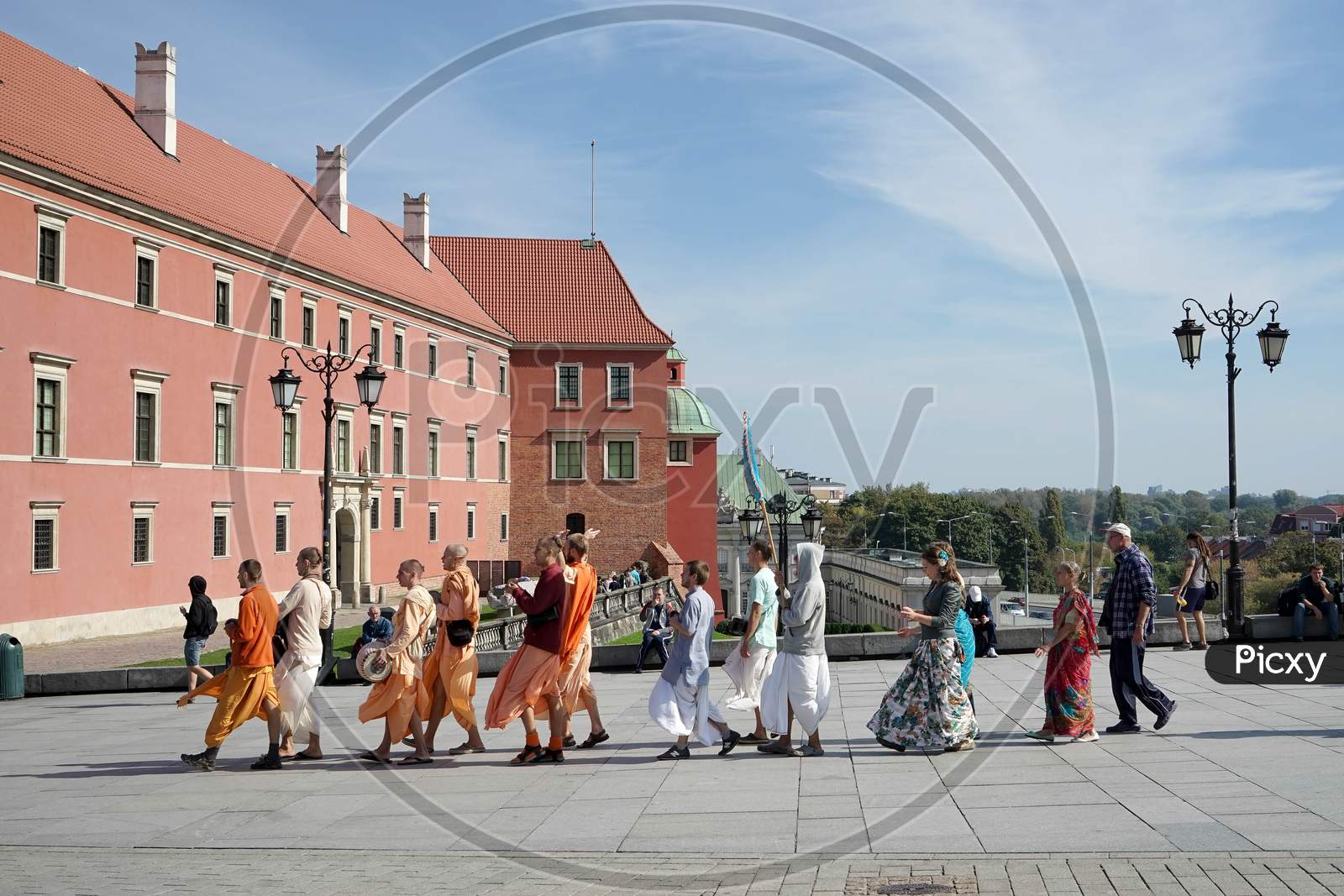 Buddhists Marching In The Old Market Square In Warsaw