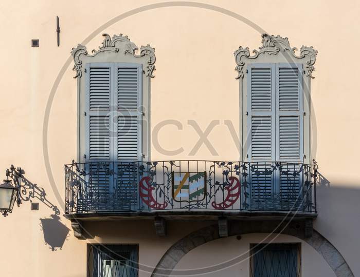 Old Balcony In Arona Lake Maggiore Piedmont Italy
