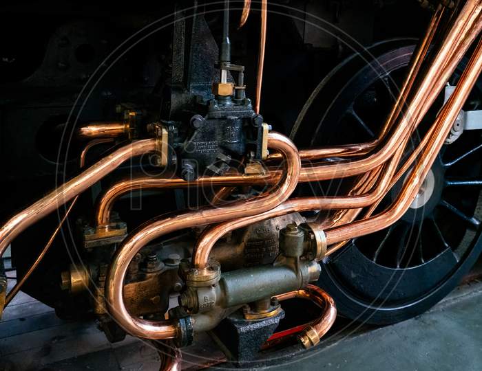 Copper Pipes Polished To Perfection On A Steam Train