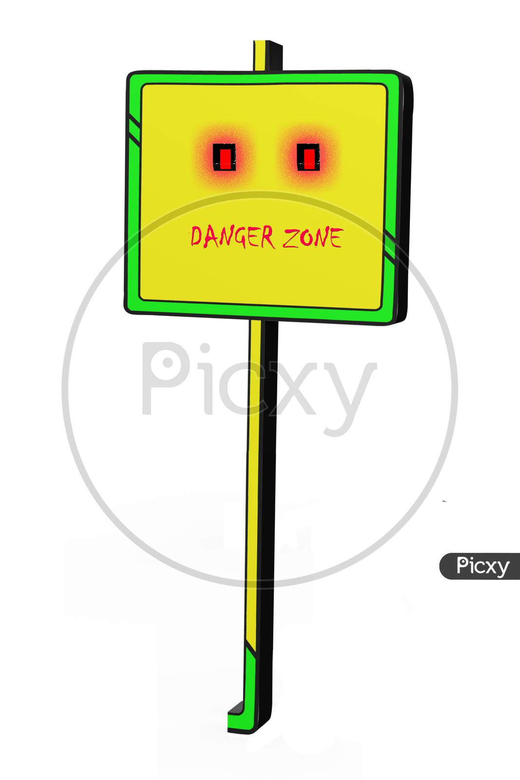 Danger Warning Traffic Signal Sign 3D Effects