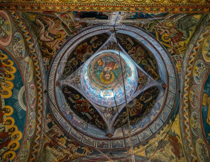 Moldovita, Moldovia/Romania - September 18 : Interior View Of The Monastery In Moldovita In Moldovia Romania On September 18, 2018