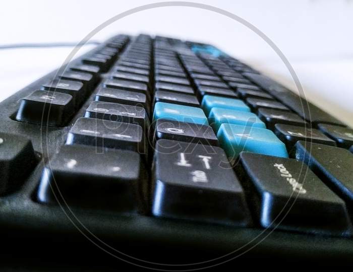 Computer Keyboard Buttons Close Shot Selective Focus