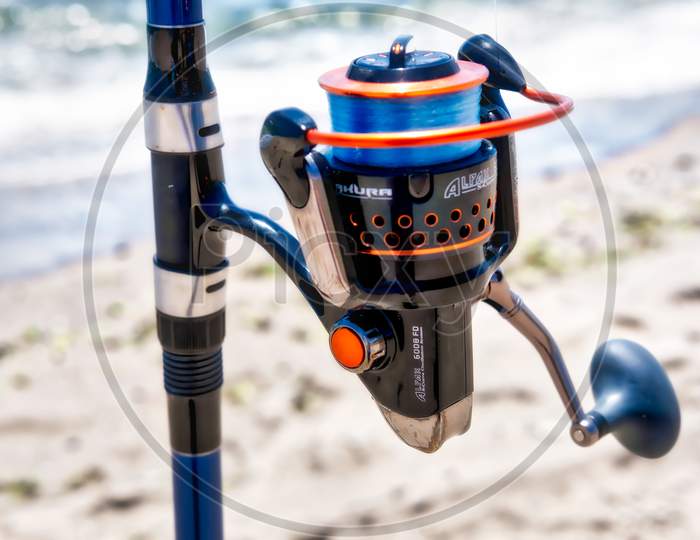 Reel And Rod On The Beach At Calahonda Spain