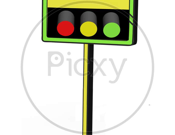 Traffic Road Signal Board In 3D New