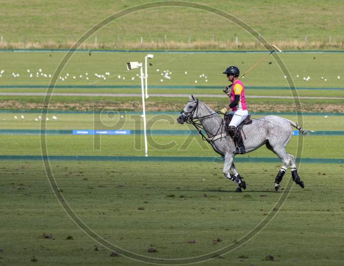 Midhurst, West Sussex/Uk - September 1 : Playing Polo In Midhurst, West Sussex On September 1, 2020.  One Unidentified Person