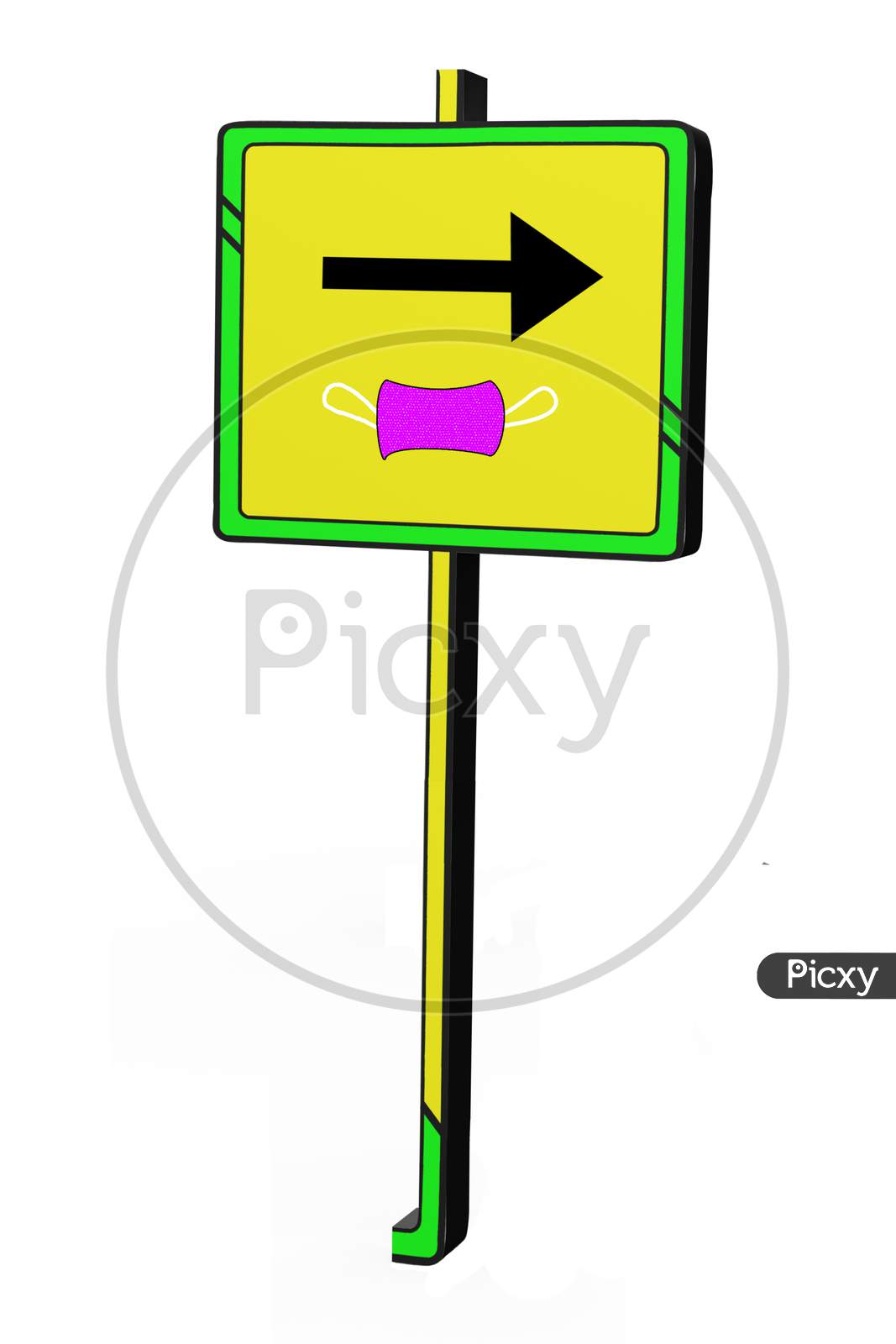 Alert For Wear Mask Traffic Signal Style 3D