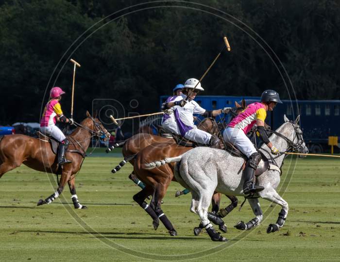 Midhurst, West Sussex/Uk - September 1 : Playing Polo In Midhurst, West Sussex On September 1, 2020.  Unidentified People