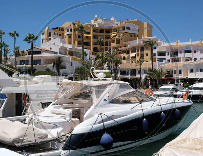 Cabo Pino, Andalucia/Spain - July 2 : Boats In The Marina At Cabo Pino  Andalucía Spain On July 2, 2017. Unidentified People.